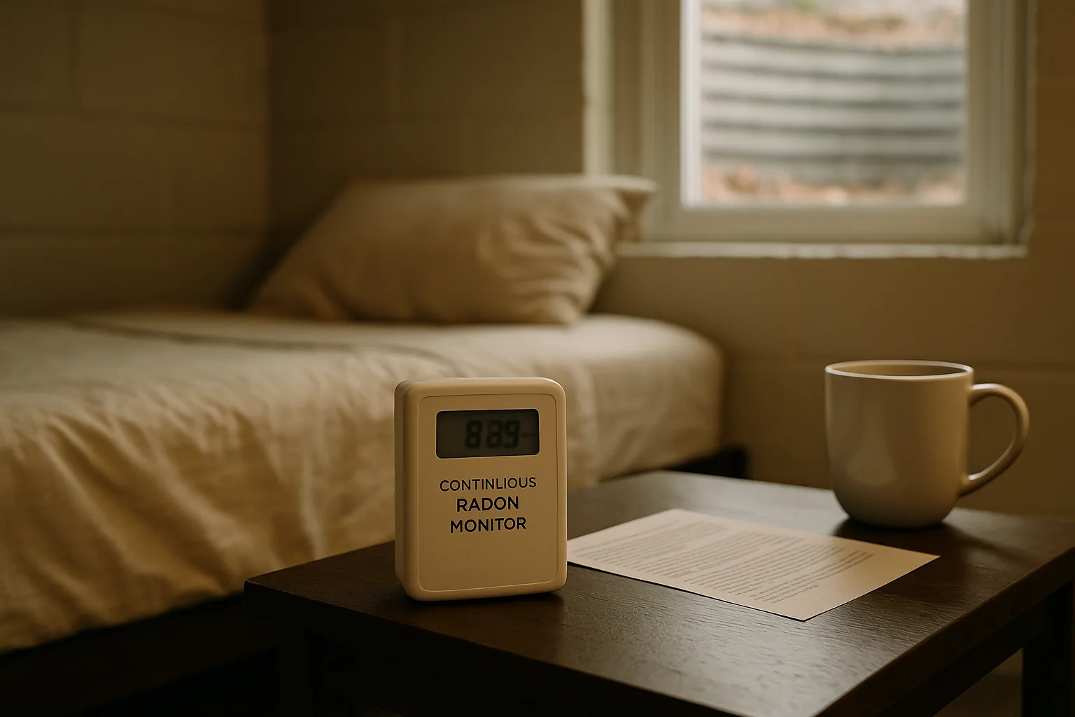 Continuous radon monitor in a Western Massachusetts basement during a long-term radon test